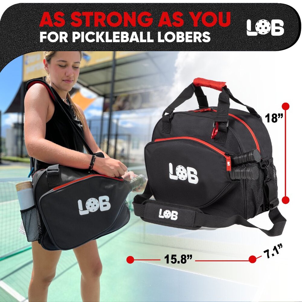 LOB Pickleball Bag - Lightweight Tote Carry Bag for men and women, Fits 2 Paddle - Picture 3 of 16